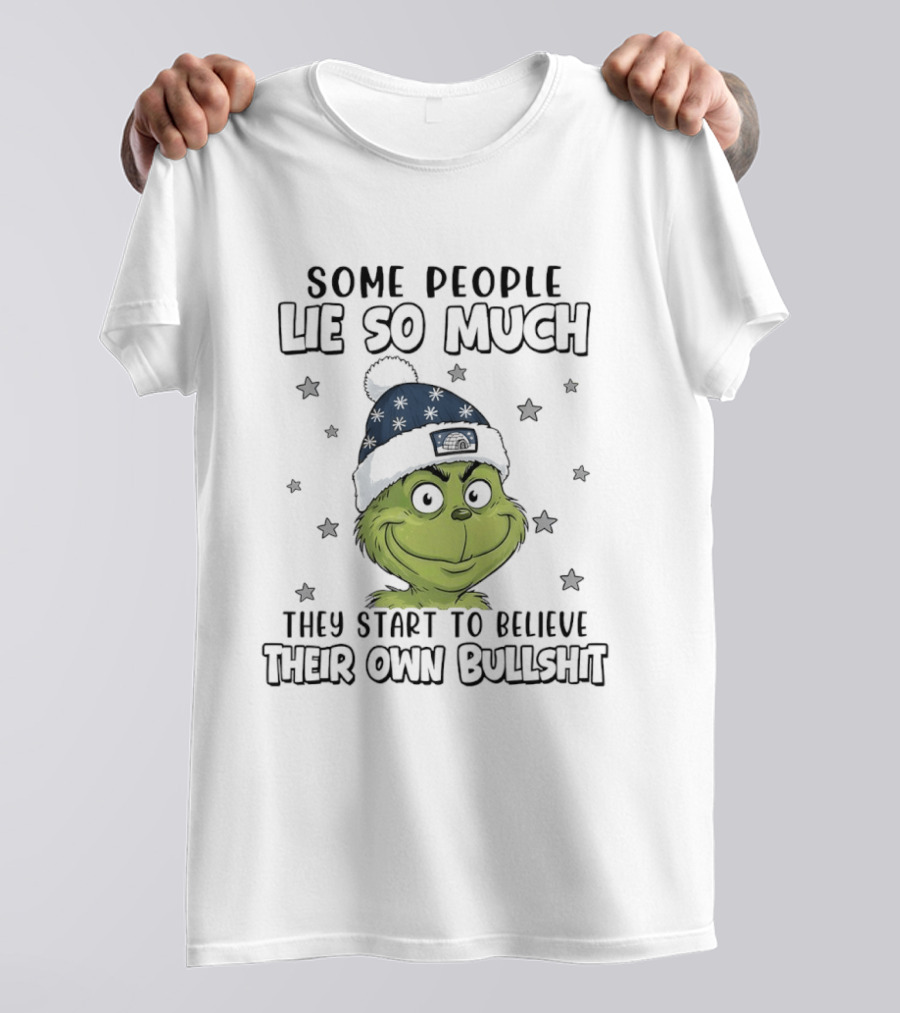 Some People Lie So Much They Start To Believe Their Own Bullshit Grinch Christmas Hat Stars T-Shirt