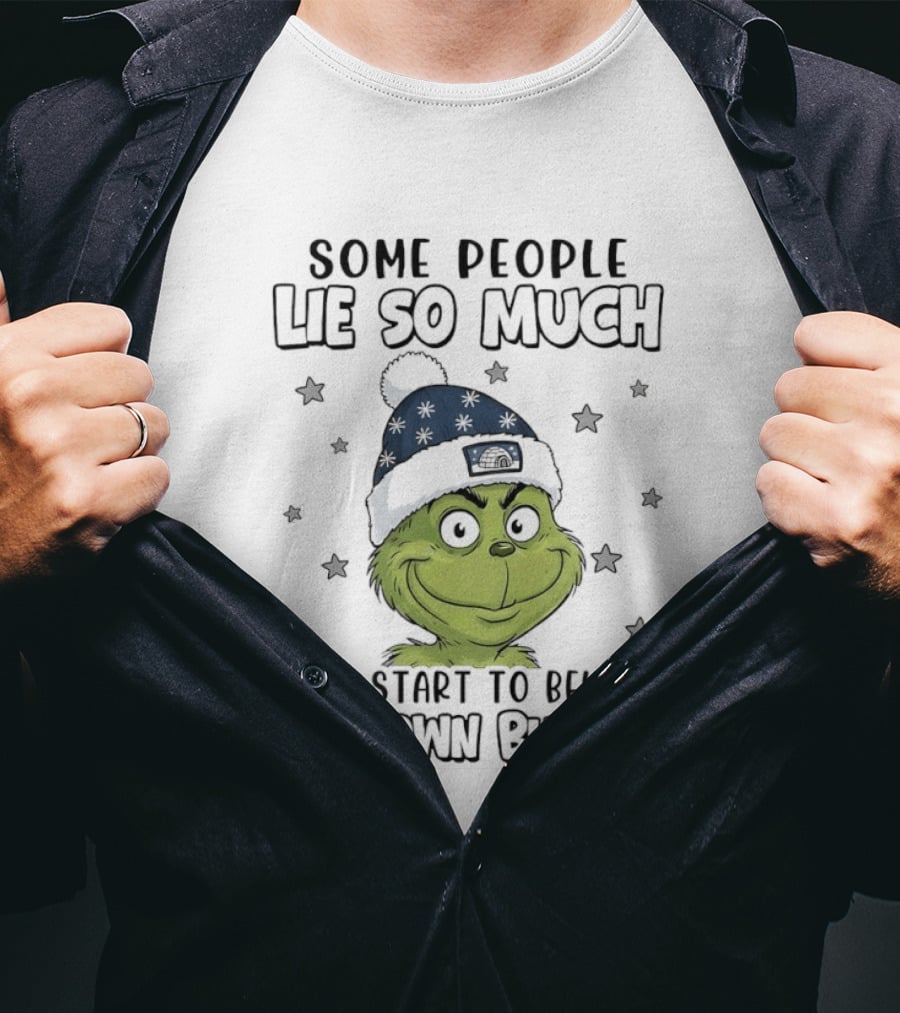 Some People Lie So Much They Start To Believe Their Own Bullshit Grinch Christmas Hat Stars T-Shirt