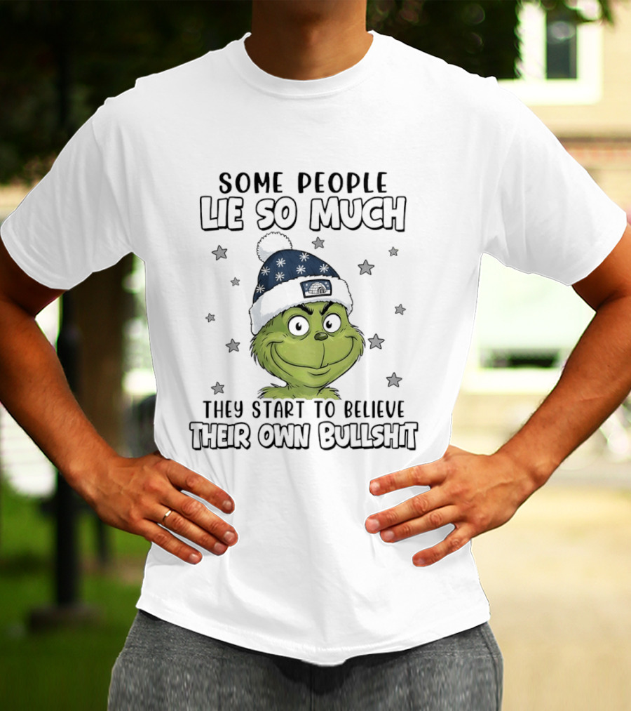 Some People Lie So Much They Start To Believe Their Own Bullshit Grinch Christmas Hat Stars T-Shirt