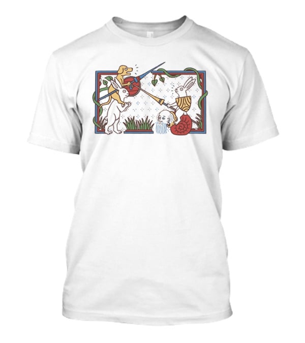 Medieval Dog And Snail Jousting Fantasy Battle T-Shirt