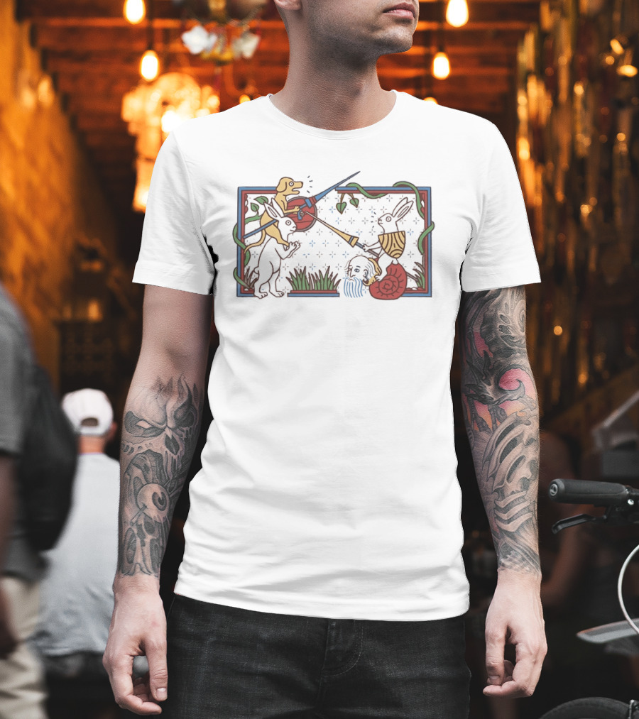 Medieval Dog And Snail Jousting Fantasy Battle T-Shirt