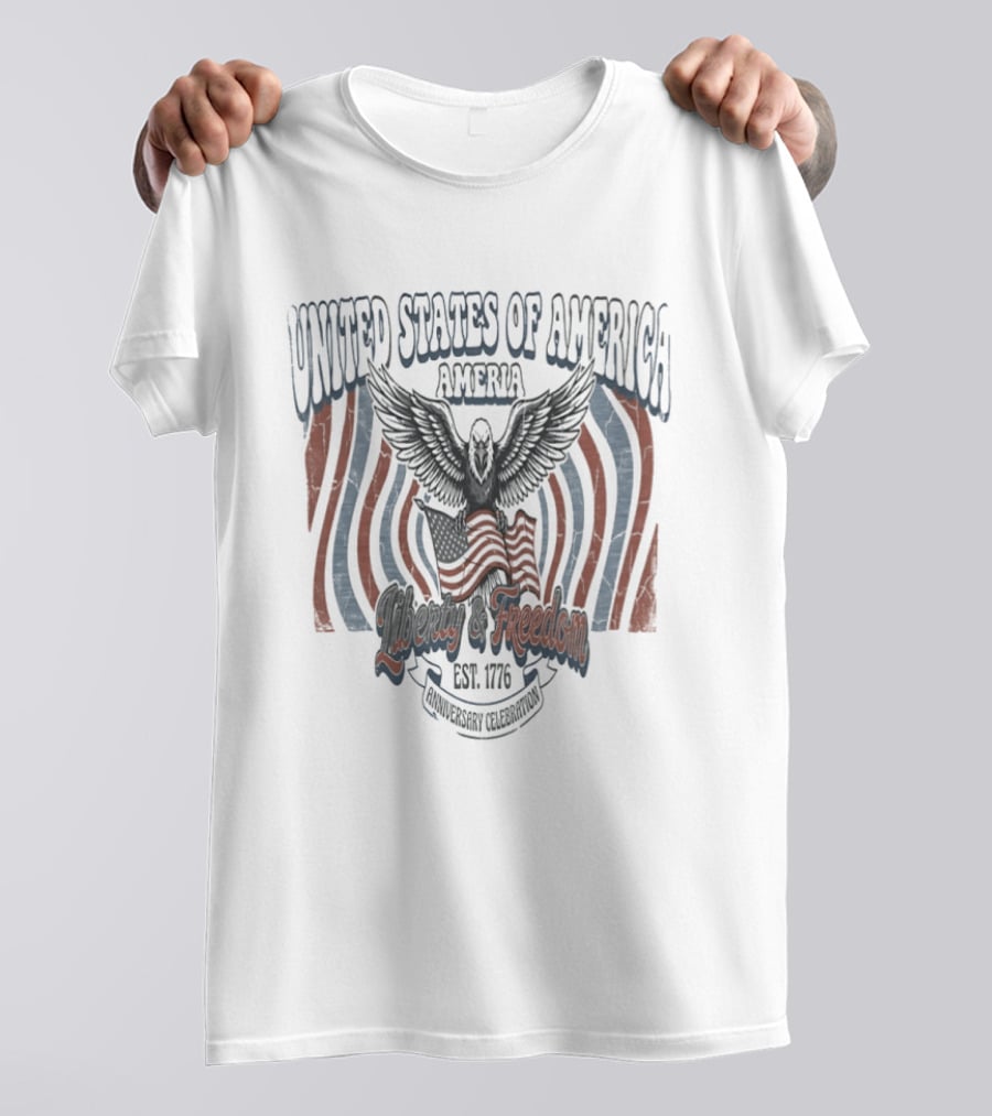 United States Of America Ameria Liberty Freedom Est 1776 Anniversary Celebration T-Shirt