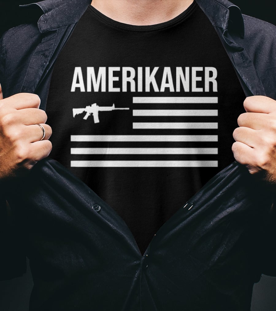 AMERIKANER Gun USA Flag Rifle T-Shirt