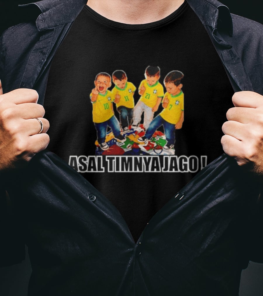 Brazil Football Kids Middle Finger Asal Timnya Jago Soccer Humor T-Shirt