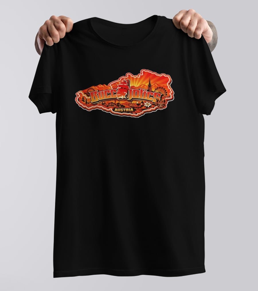 Buccaholics Austria Map With Mountains And Ferris Wheel T-Shirt