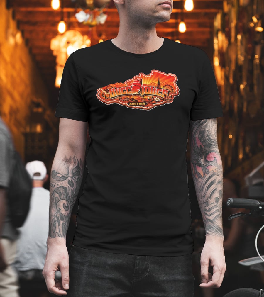 Buccaholics Austria Map With Mountains And Ferris Wheel T-Shirt