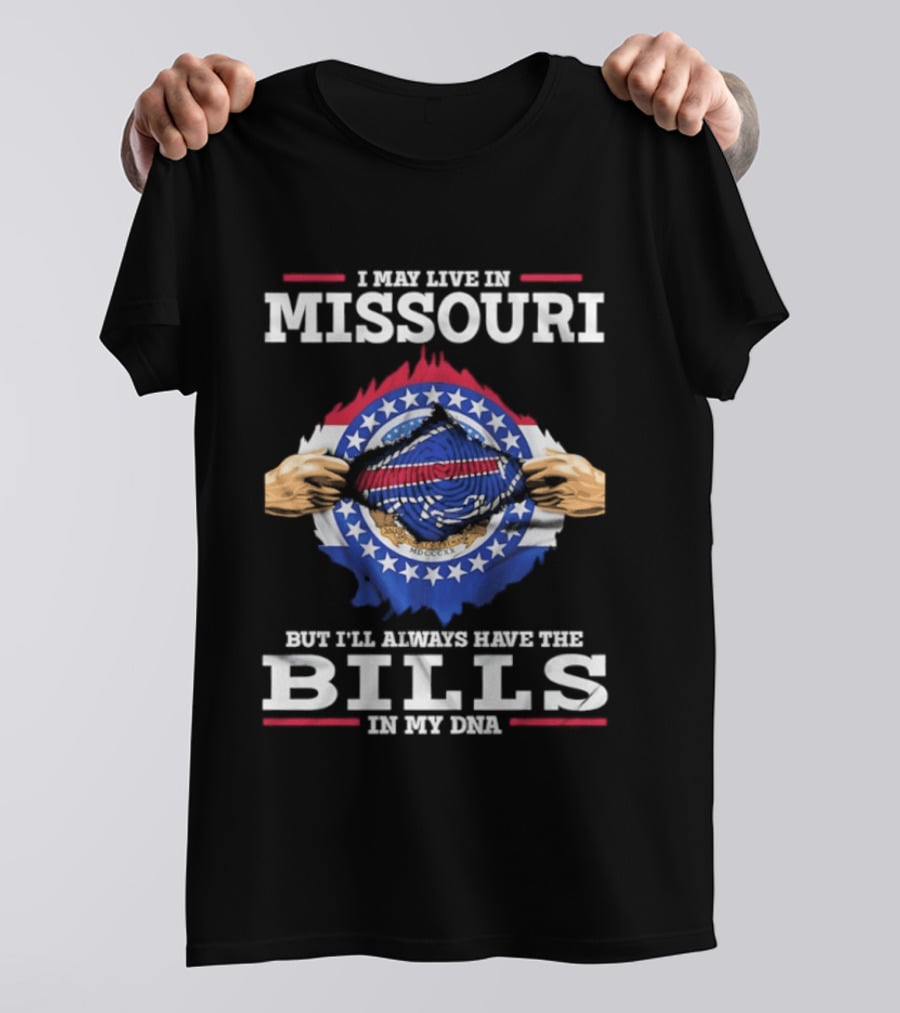 Missouri Resident Buffalo Bills Fan At Heart With Team DNA T-Shirt