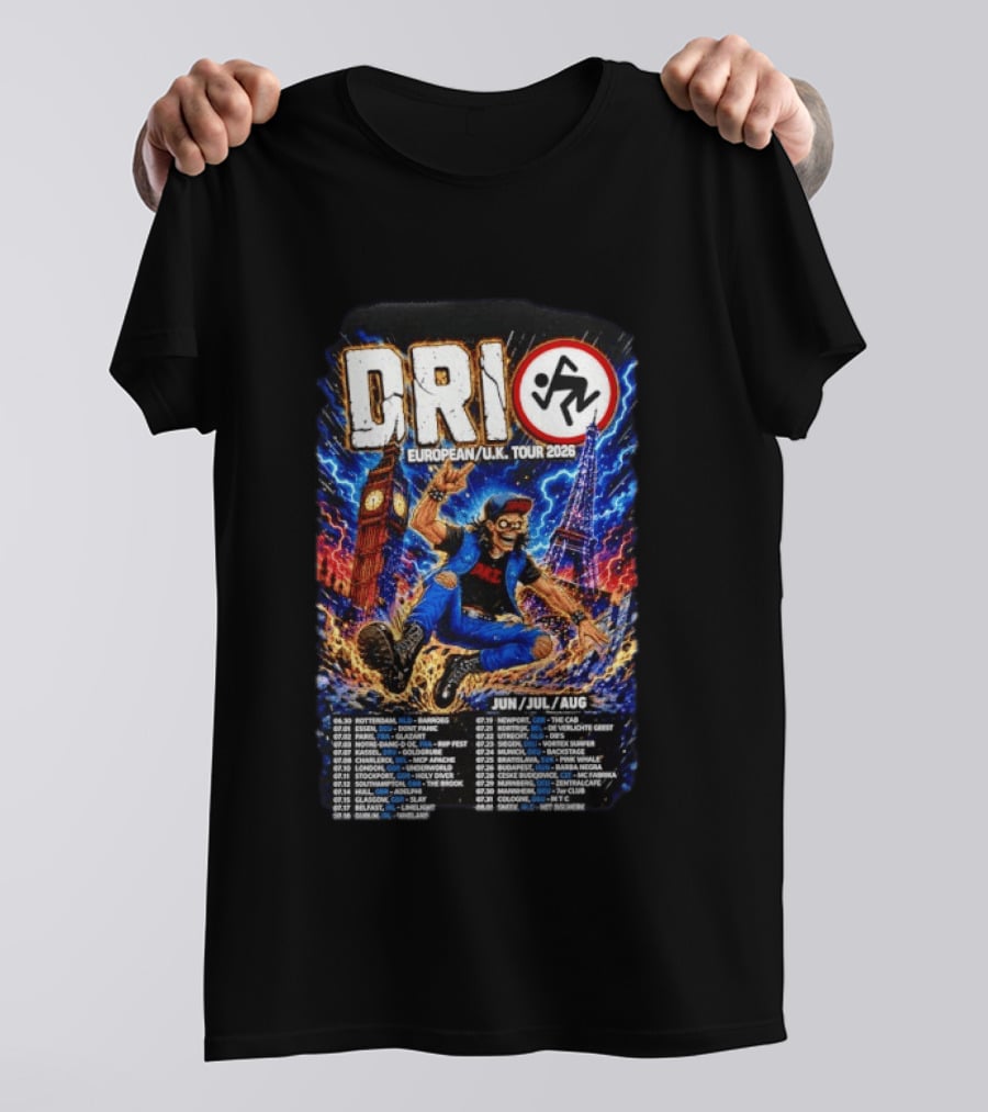 DRI European UK Tour 2026 Dirty Rotten Imbeciles Iconic Punk Artwork London Paris Venues Dates T-Shirt