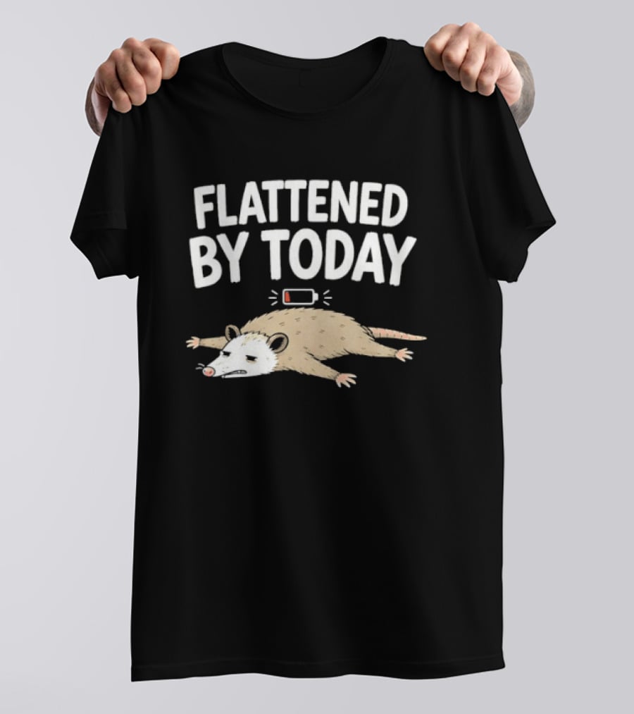 Flattened By Today Opossum Low Battery Humor T-Shirt