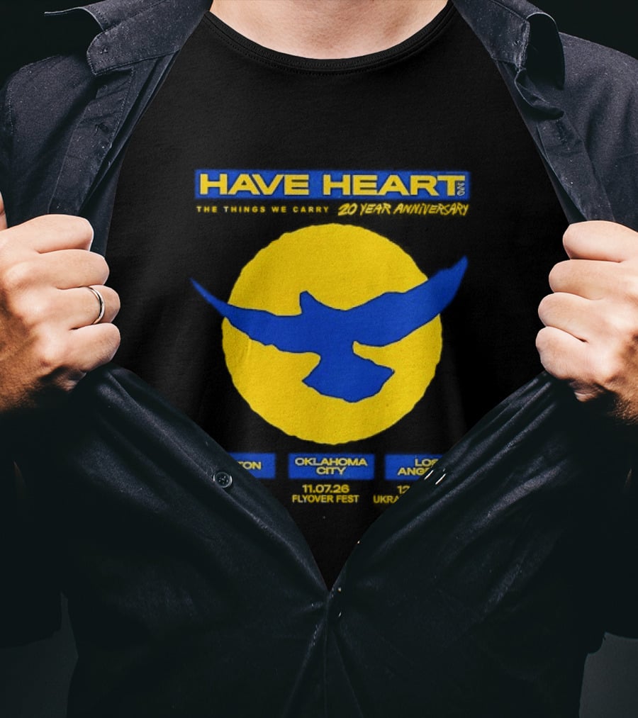 Have Heart The Things We Carry 20 Year Anniversary Tour Boston Philadelphia Los Angeles Bird T-Shirt