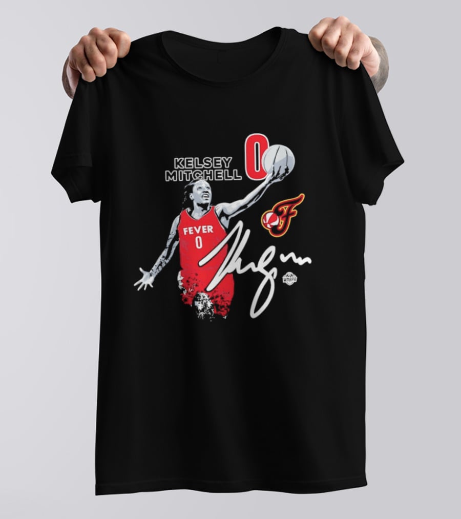 Kelsey Mitchell Indiana Fever 0 WNBA Player Signature T-Shirt