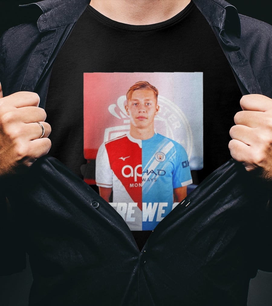 Mathys Detourbet Manchester City AS Monaco Transfer Here We Go T-Shirt