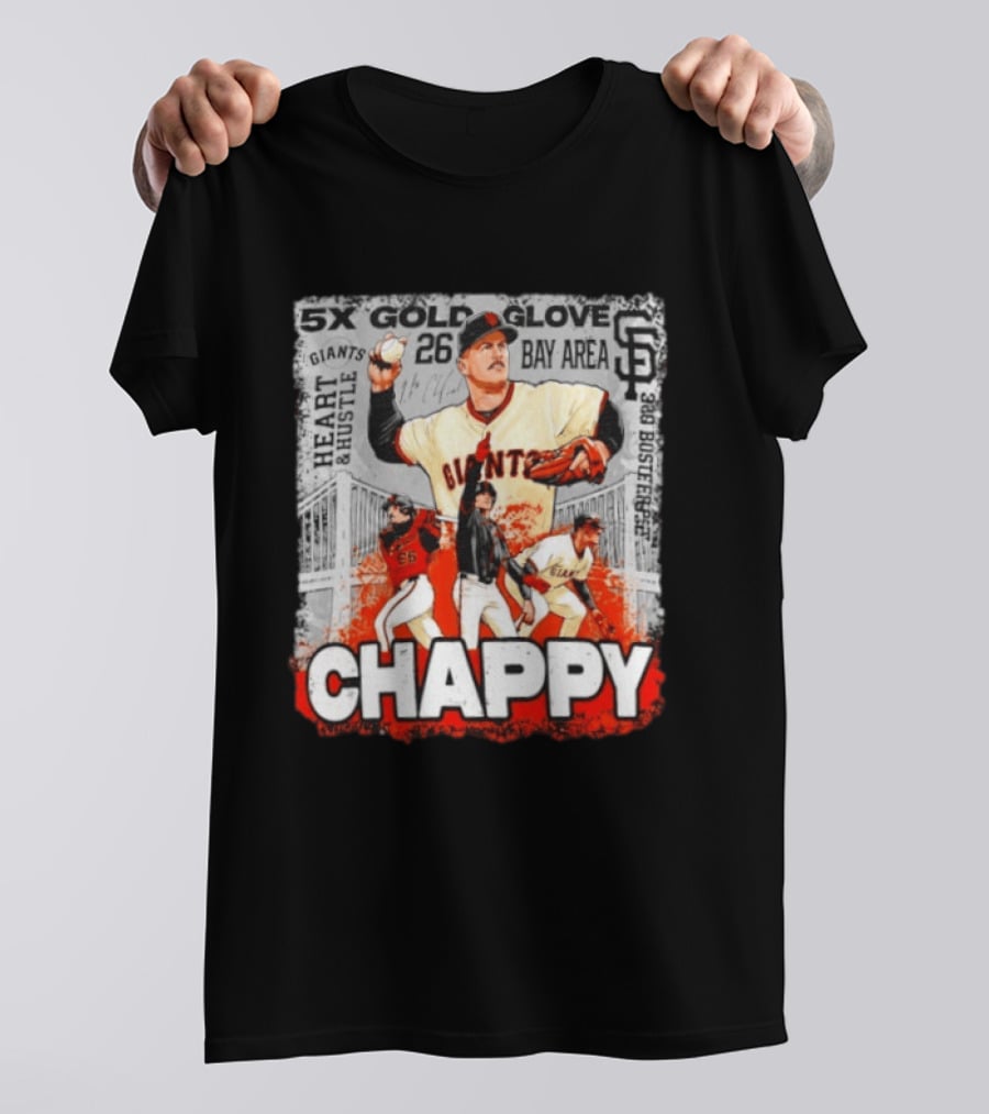 5x Gold Glove SF Giants Heart & Hustle Chappy Bay Area 26 T-Shirt