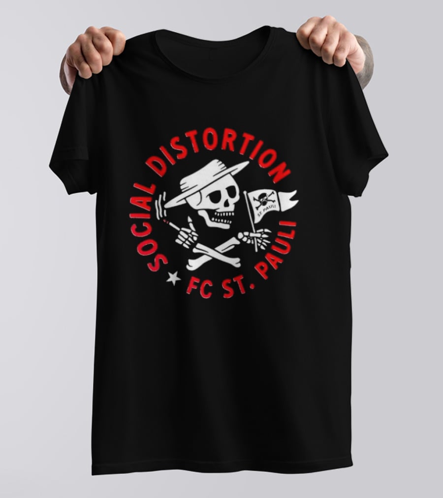 Social Distortion FC St Pauli Punk Rock Skull And Crossbones With Flag T-Shirt