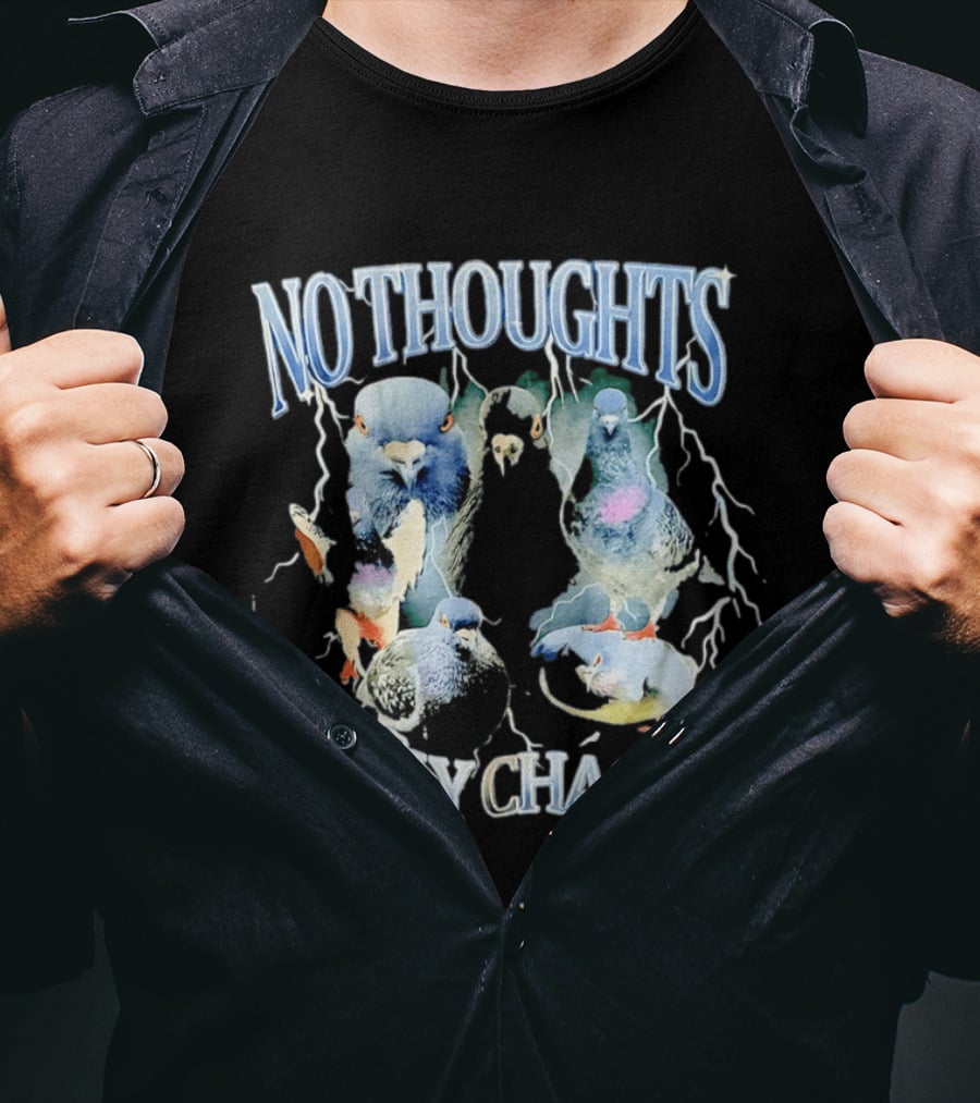 No Thoughts Only Chaos Pigeon Bird Lightning Strikes T-Shirt