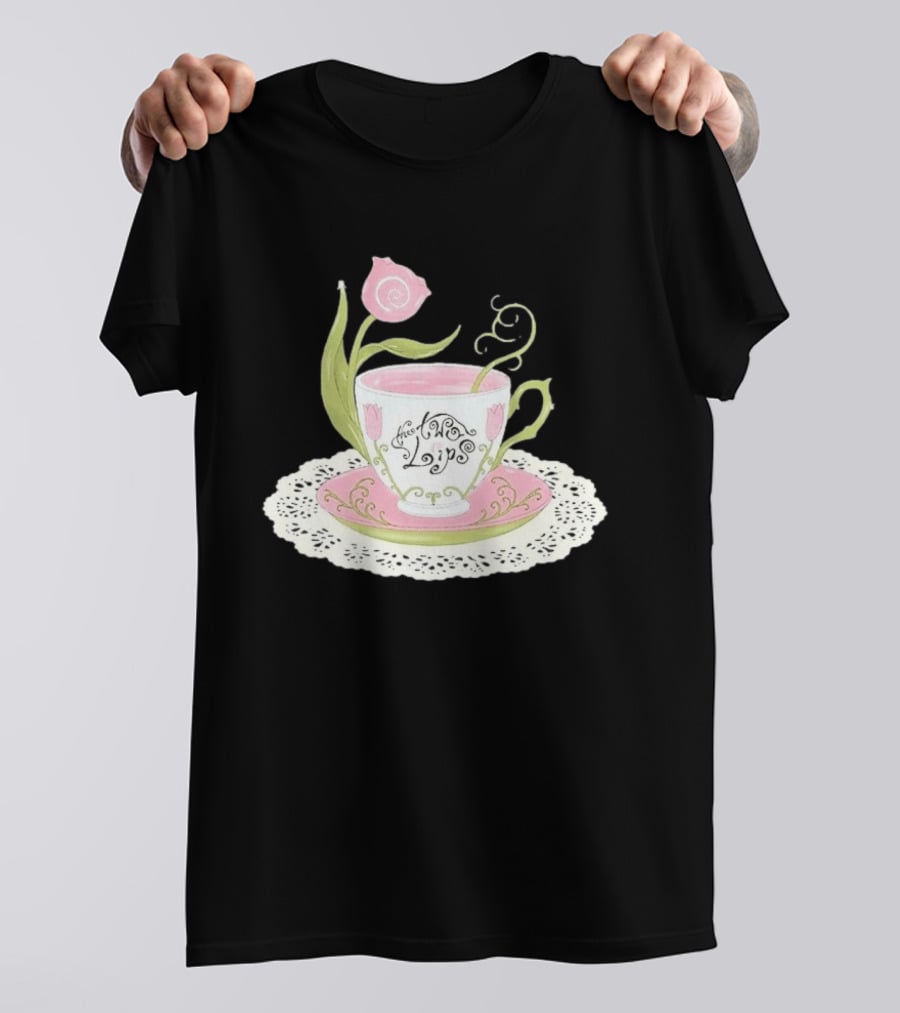 The Two Lips Teacup Floral Saucer Lace Doily T-Shirt