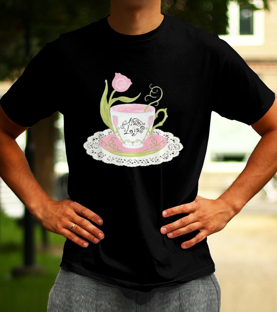 The Two Lips Teacup Floral Saucer Lace Doily T-Shirt