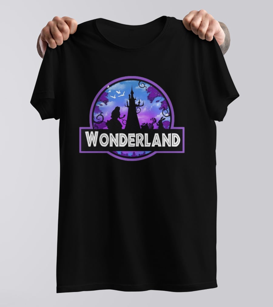 Alice Wonderland Adventure Silhouette Tower Fantasy Scene T-Shirt