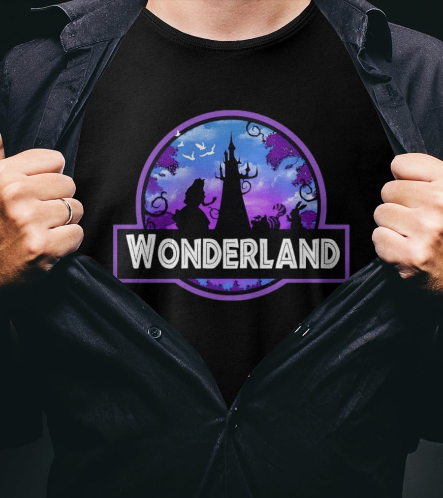 Alice Wonderland Adventure Silhouette Tower Fantasy Scene T-Shirt