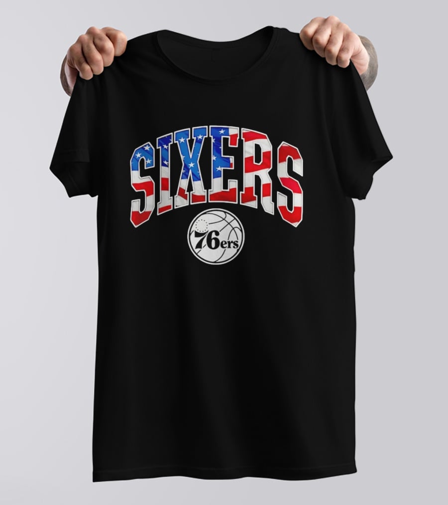 Philadelphia 76ers Sixers American Flag NBA Basketball T-Shirt