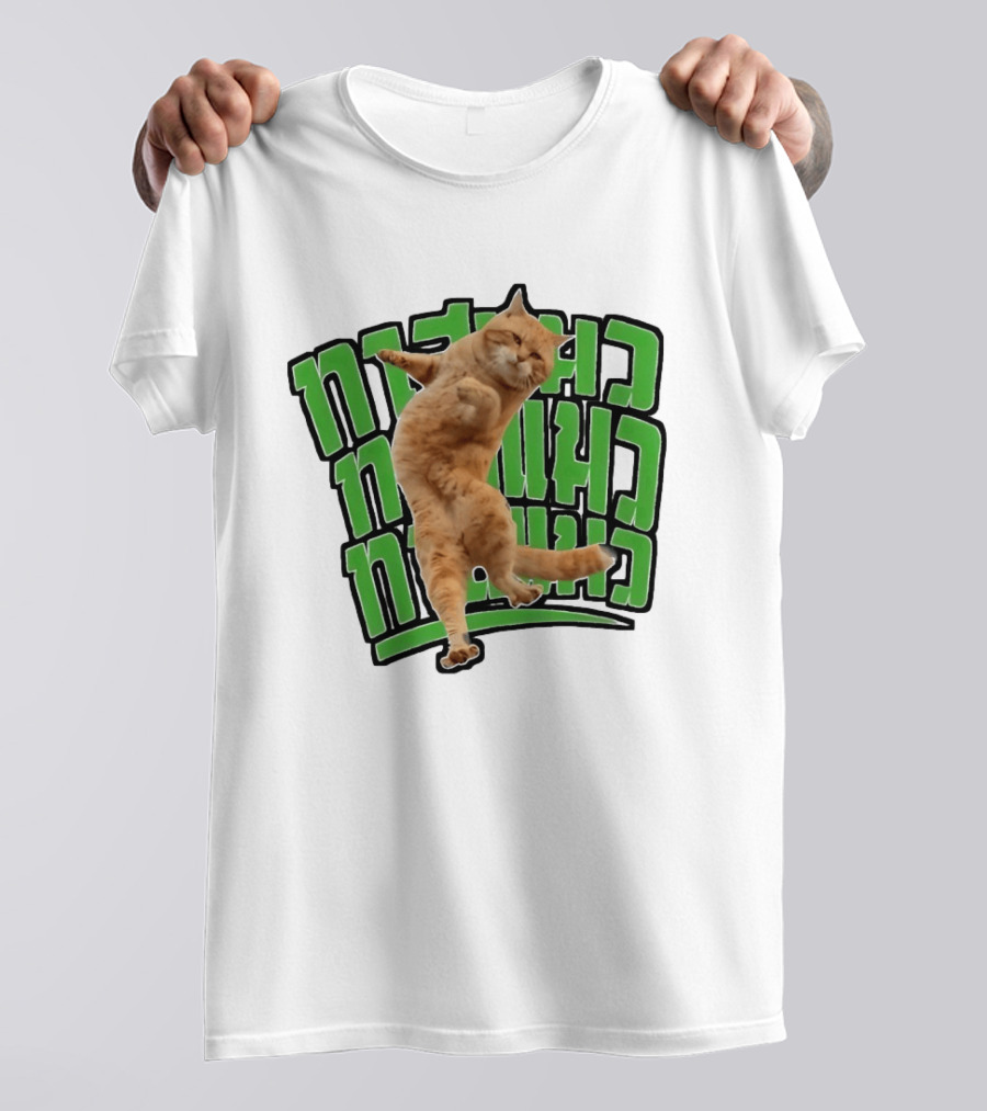 Cat Martial Arts Dance Hebrew T-Shirt