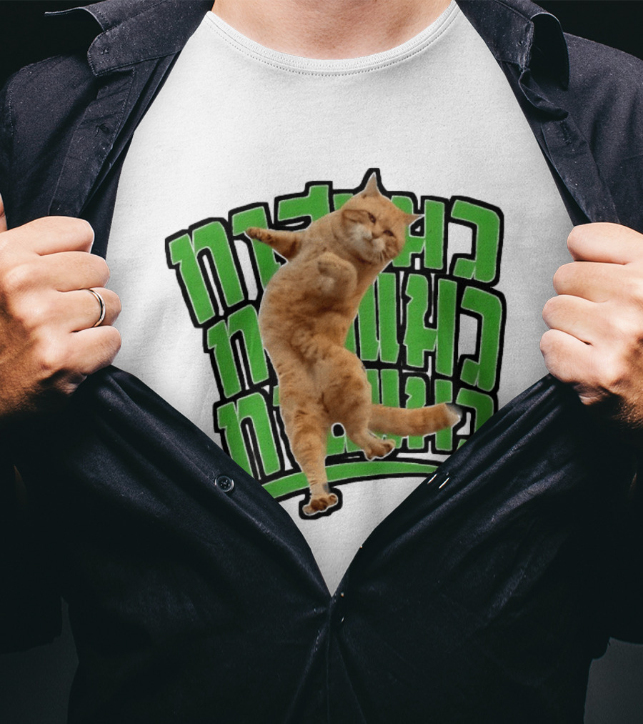 Cat Martial Arts Dance Hebrew T-Shirt