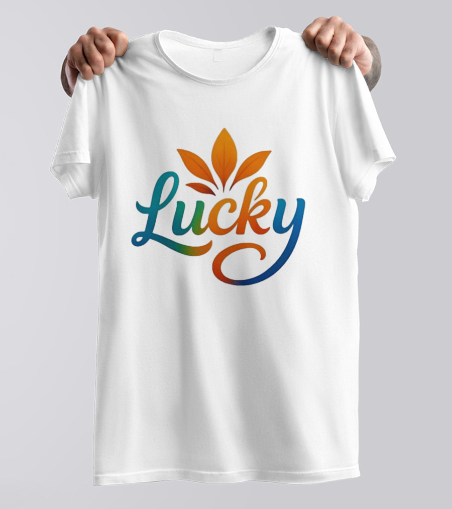 Lucky Colorful Leaves Blue And Orange Gradient T-Shirt