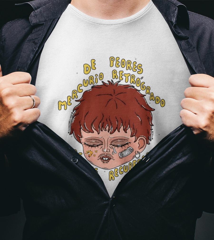 Mercurio Retrógrado De Peores Me He Recuperado Cara Llena De Estrellas Y Maquillaje Artístico T-Shirt