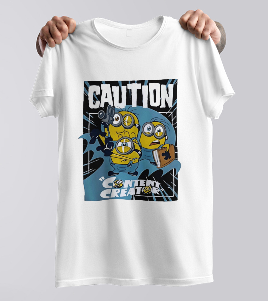 Caution Minions Content Creator Camera Book T-Shirt