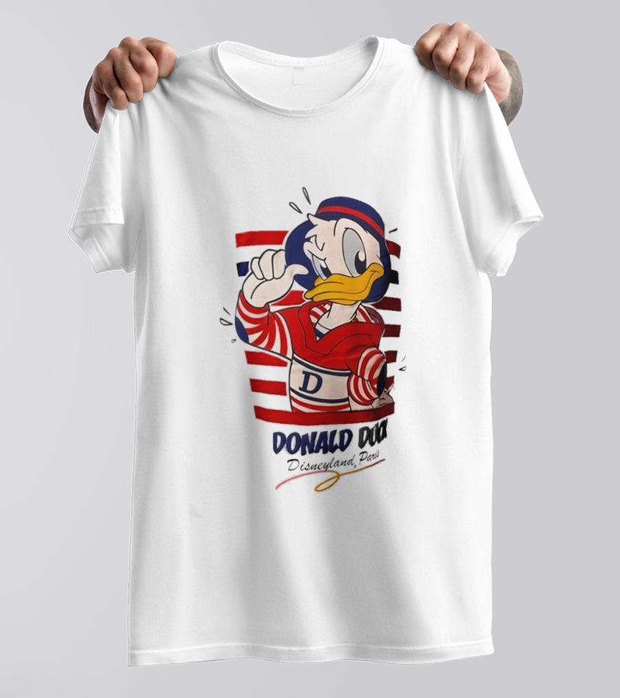 Donald Duck Disneyland Paris Red And White Striped Outfit T-Shirt