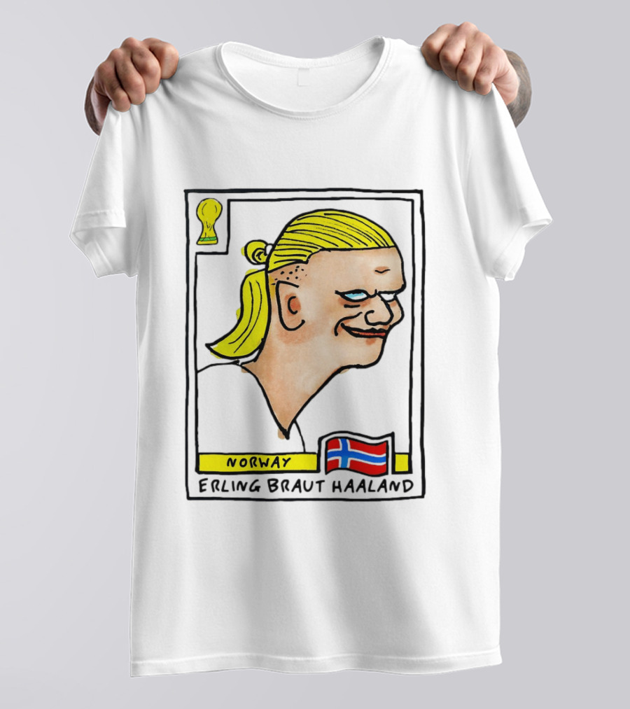 Norway Erling Braut Haaland Caricature Football Trading Card T-Shirt