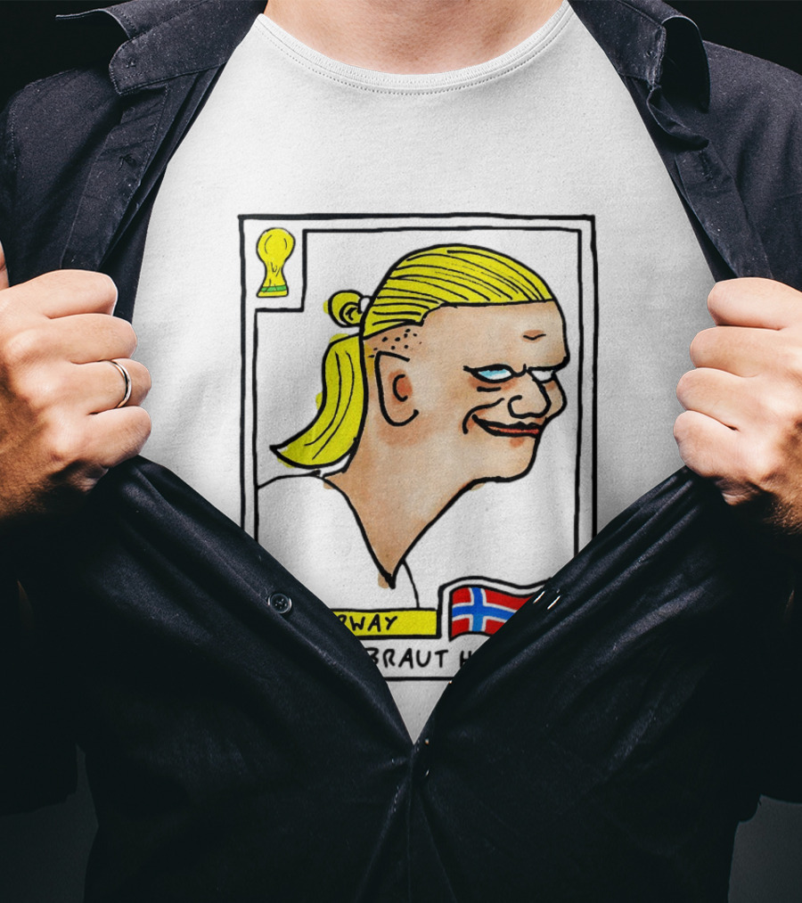 Norway Erling Braut Haaland Caricature Football Trading Card T-Shirt