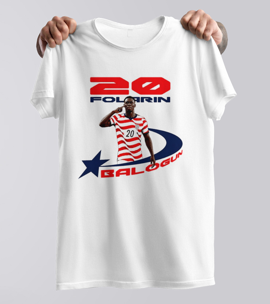 Folarin Balogun 20 Striped United States Soccer Team Star T-Shirt