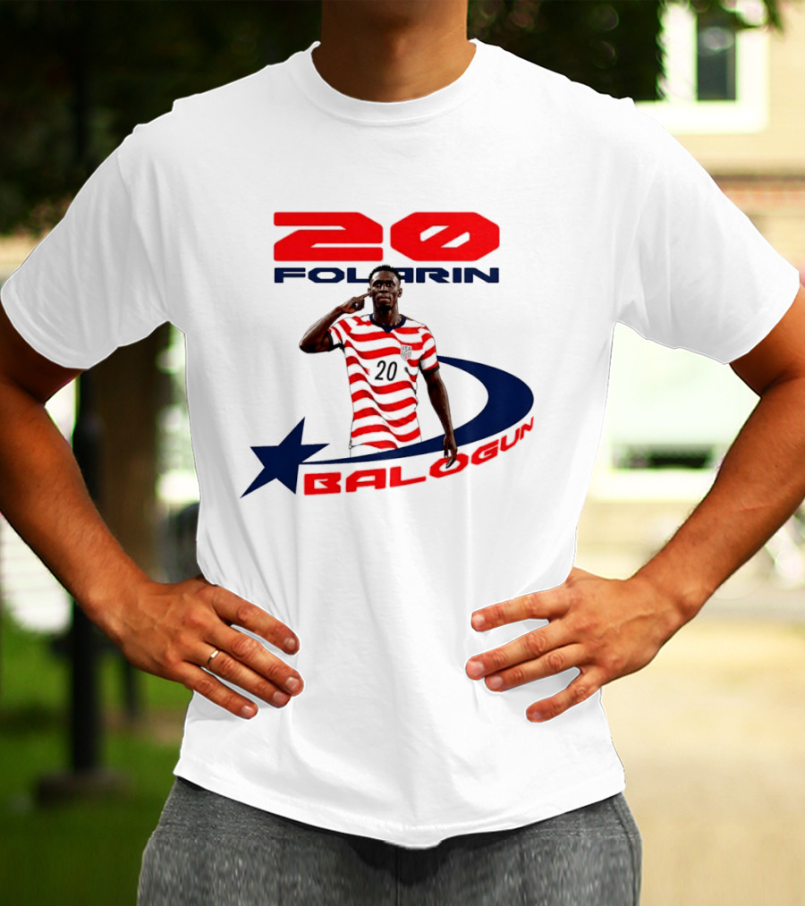 Folarin Balogun 20 Striped United States Soccer Team Star T-Shirt