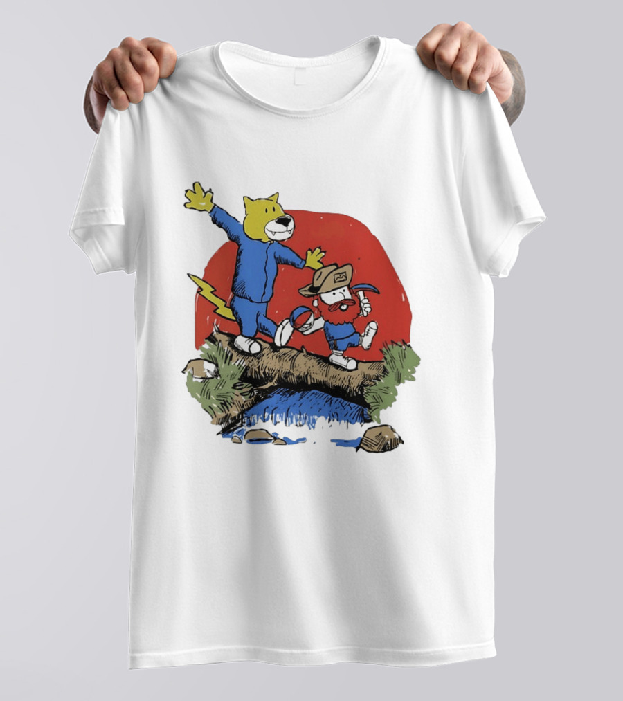 Denver Nuggets Rocky Mountain Lion Cartoon Adventure With Basketball T-Shirt