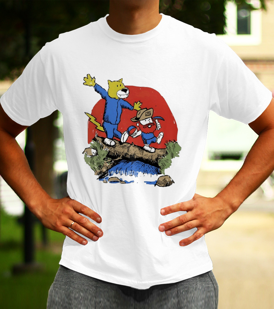 Denver Nuggets Rocky Mountain Lion Cartoon Adventure With Basketball T-Shirt