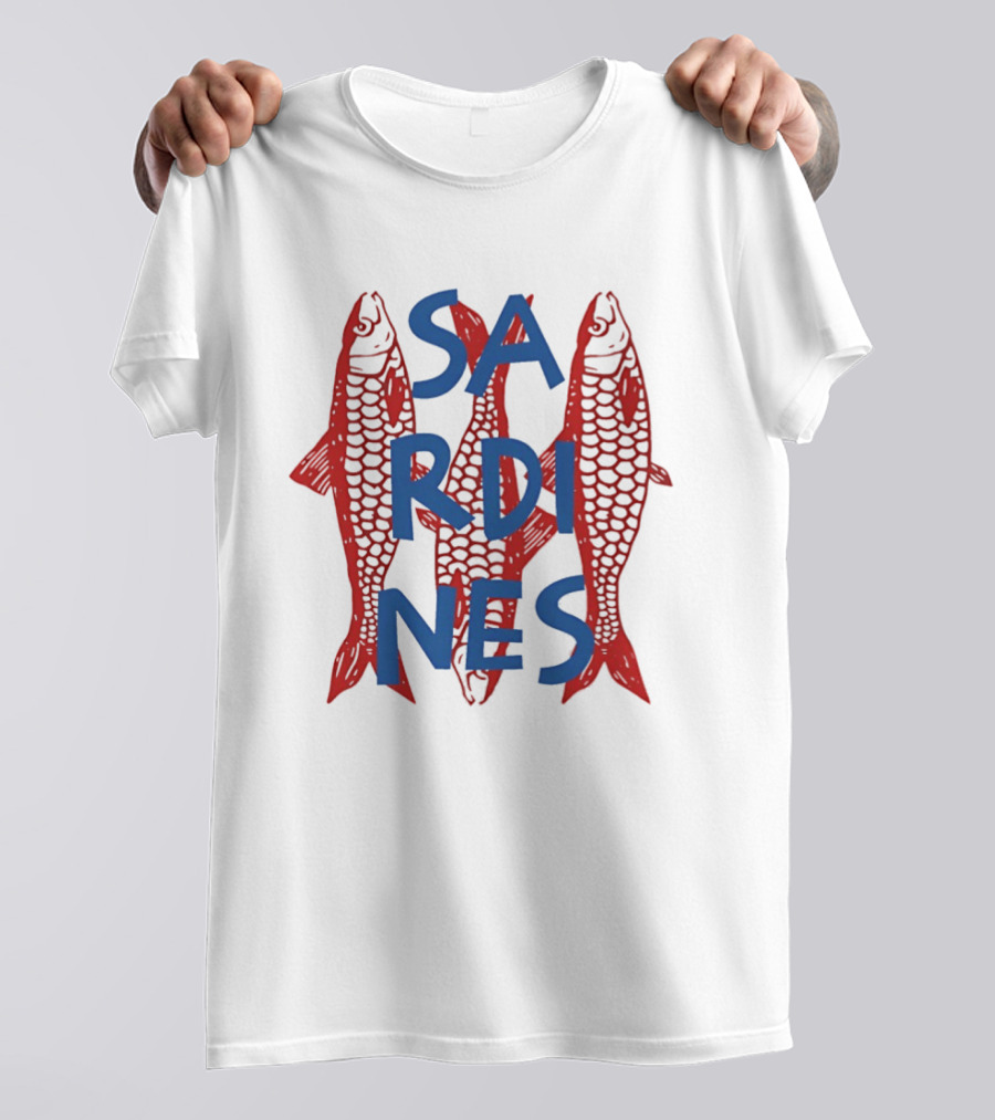 Sardines Red Fish Blue Letters Three Fish T-Shirt