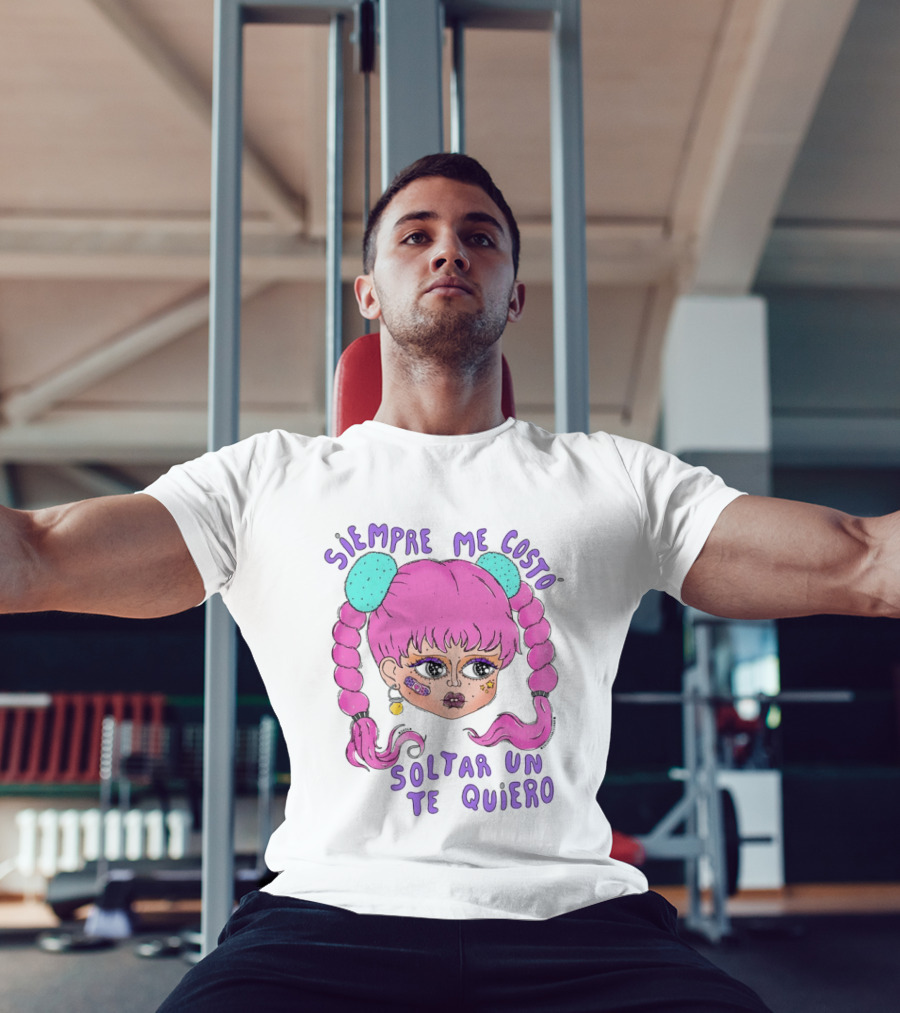 Siempre Me Costó Soltar Un Te Quiero Pink Braids Girl Cartoon T-Shirt