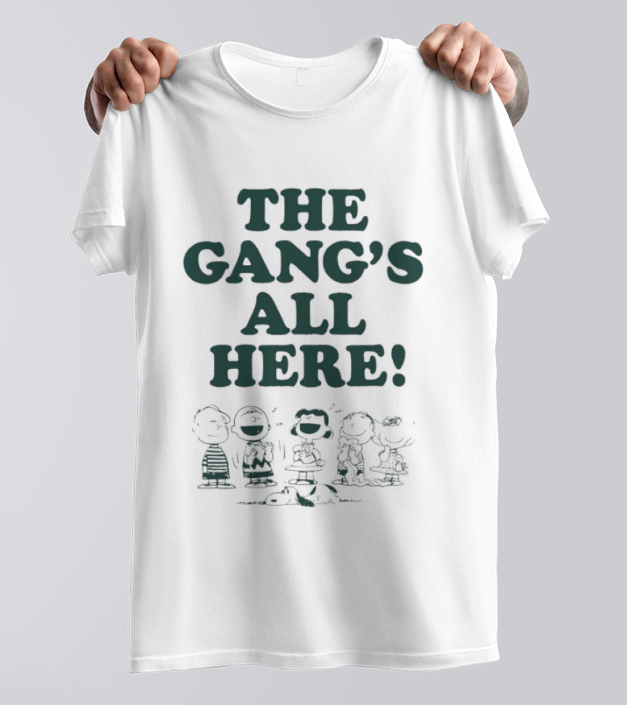 Peanuts Characters The Gang's All Here Charlie Brown Snoopy Woodstock T-Shirt