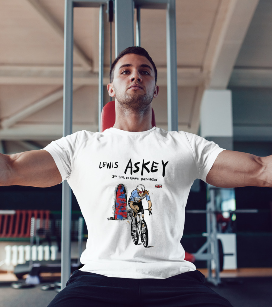 Lewis Askey 2nd Tour De France Participation Groupama FDJ Sky Blue Cyclist T-Shirt