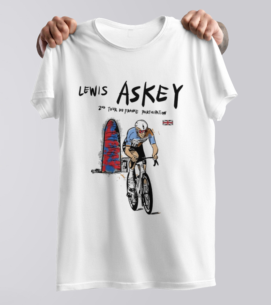 Lewis Askey 2nd Tour De France Participation Groupama FDJ Sky Blue Cyclist T-Shirt