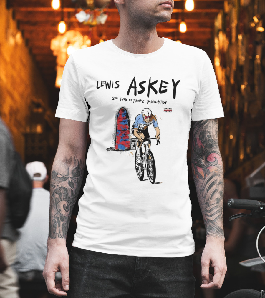 Lewis Askey 2nd Tour De France Participation Groupama FDJ Sky Blue Cyclist T-Shirt