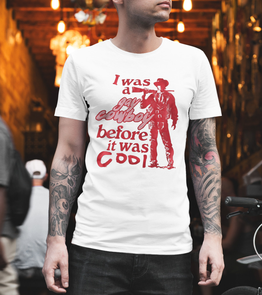 I Was A Gay Cowboy Before It Was Cool LGBTQ Pride Western Humor Red Figure T-Shirt