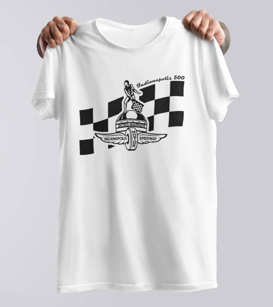 Indianapolis 500 Winged Wheel Checkered Flag T-Shirt