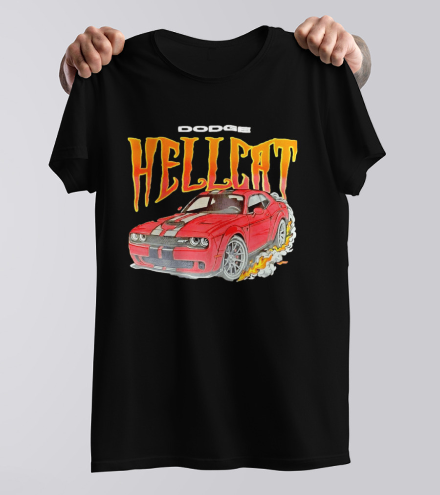 Dodge Hellcat Car Flames Drifting T-Shirt