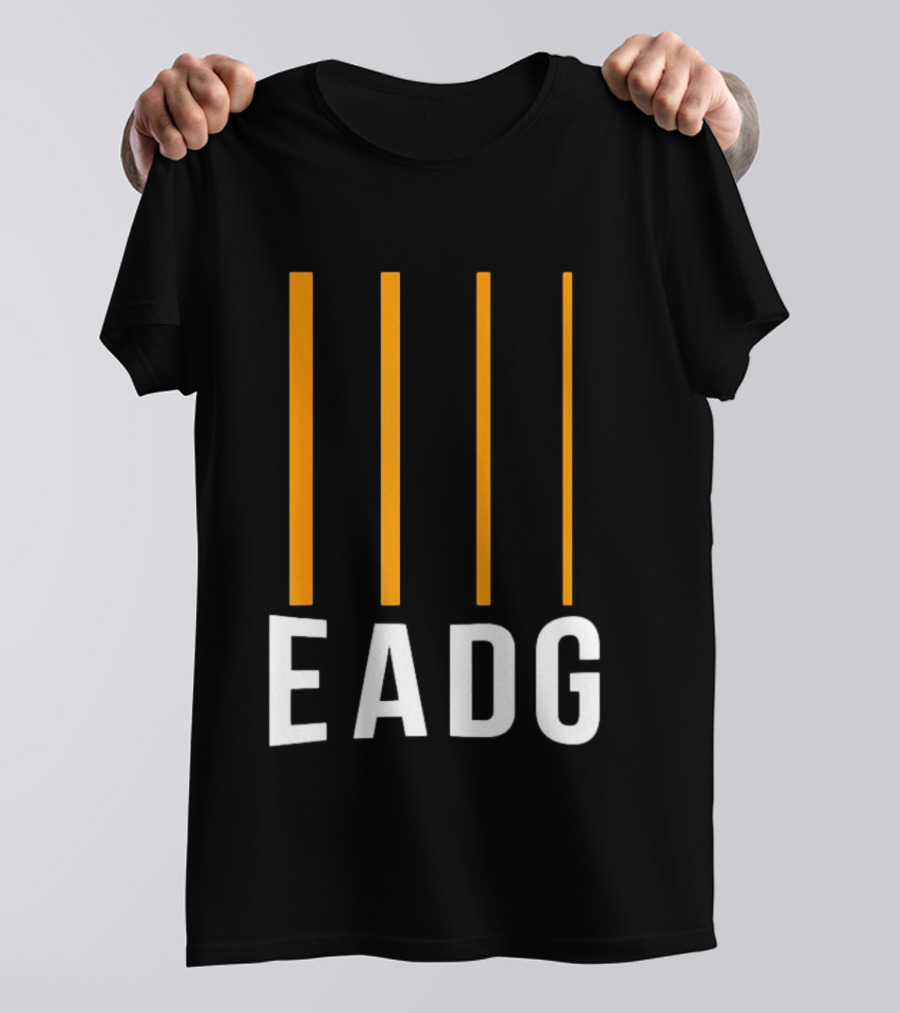 EADG Bass Guitar Four Strings Musician Vertical Lines T-Shirt