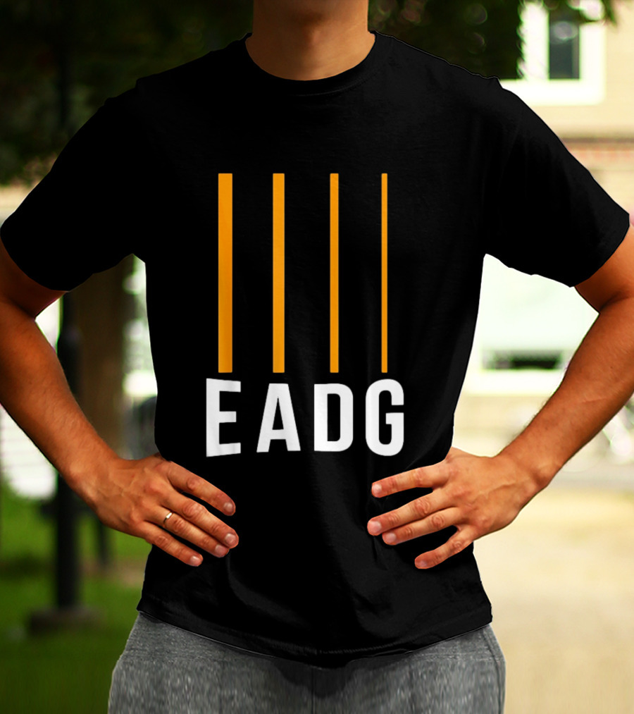 EADG Bass Guitar Four Strings Musician Vertical Lines T-Shirt
