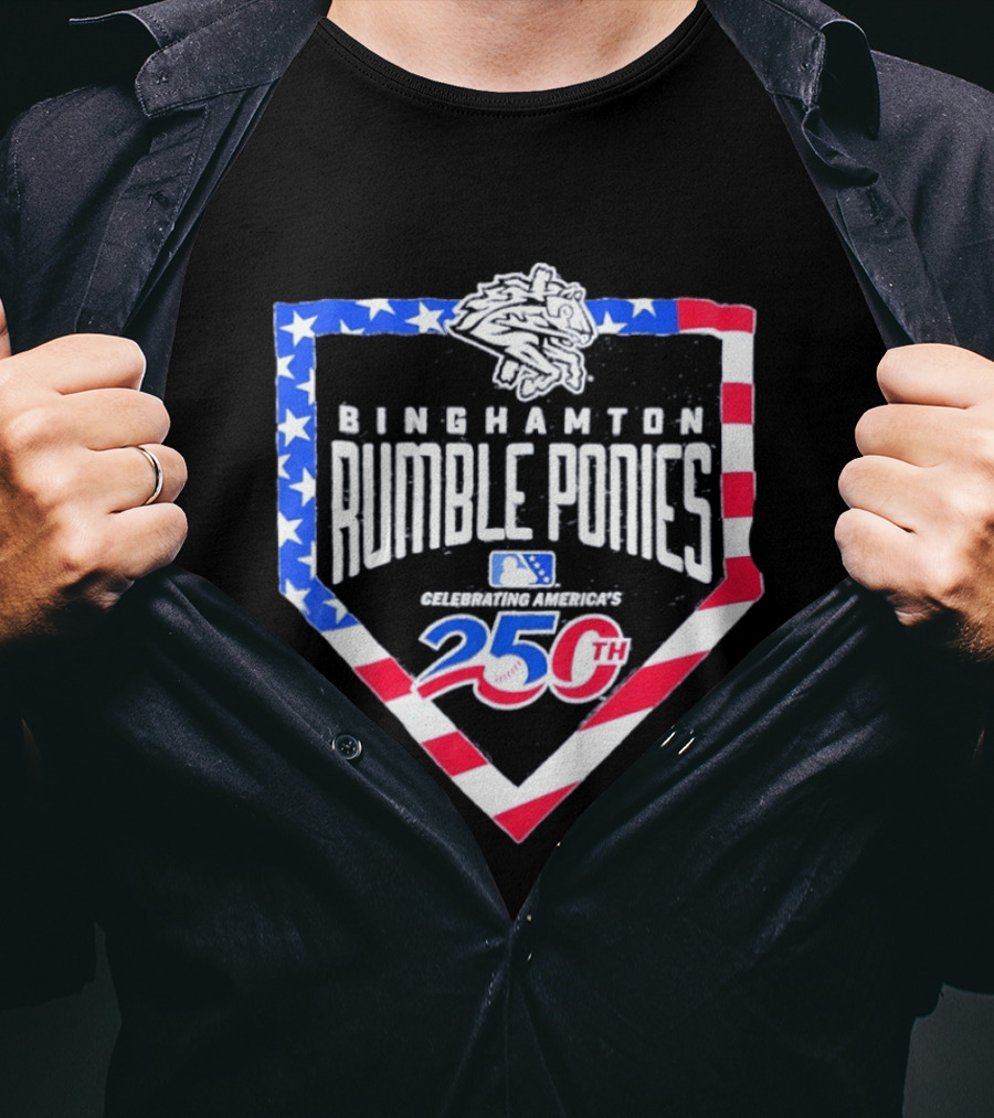 Binghamton Rumble Ponies Celebrating America 250th Anniversary MLB Stars And Stripes T-Shirt