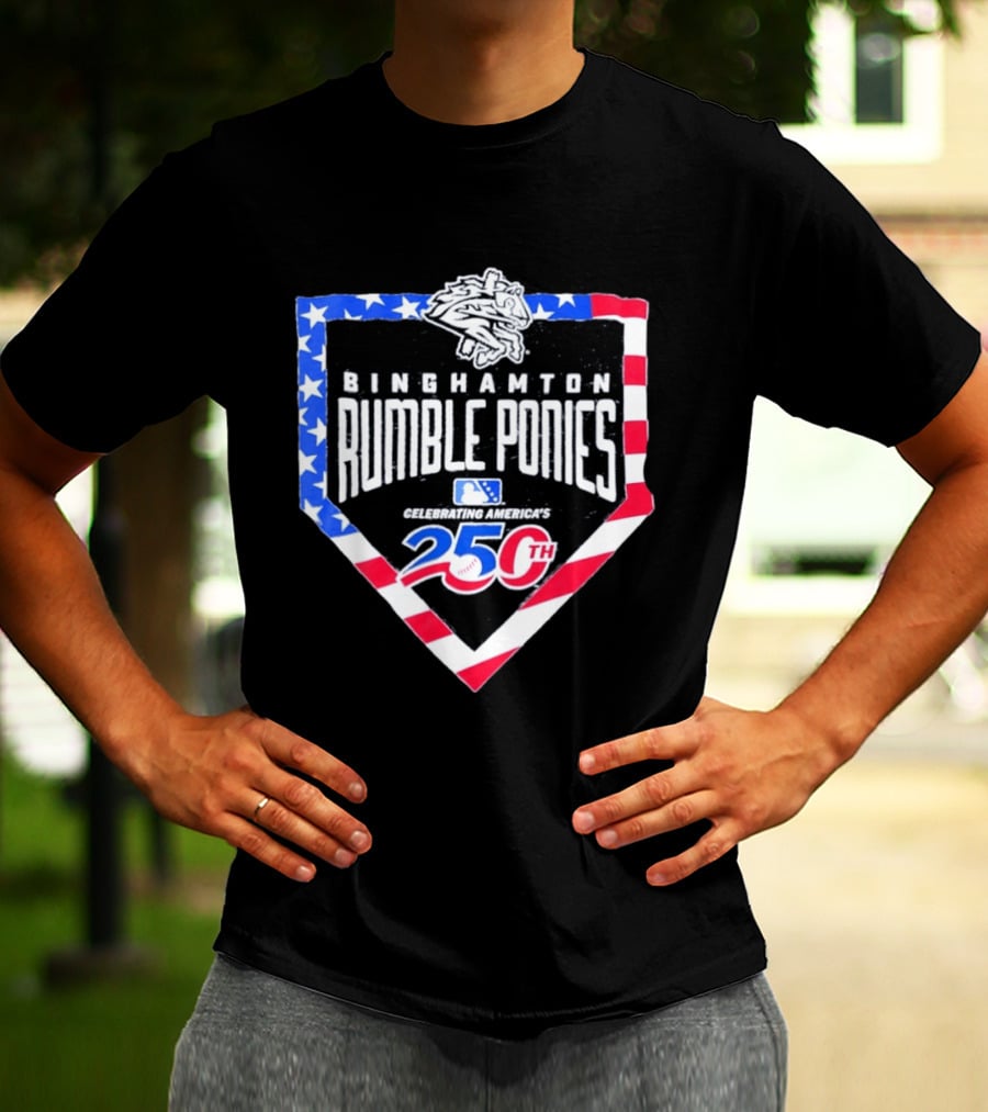 Binghamton Rumble Ponies Celebrating America 250th Anniversary MLB Stars And Stripes T-Shirt