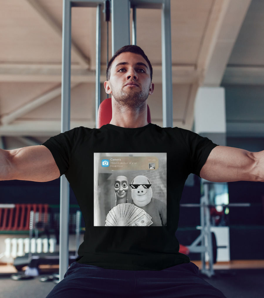 Camera There Is Motion At Your Front Door Meme Pig Mask And Funny Faceувель� T-Shirt